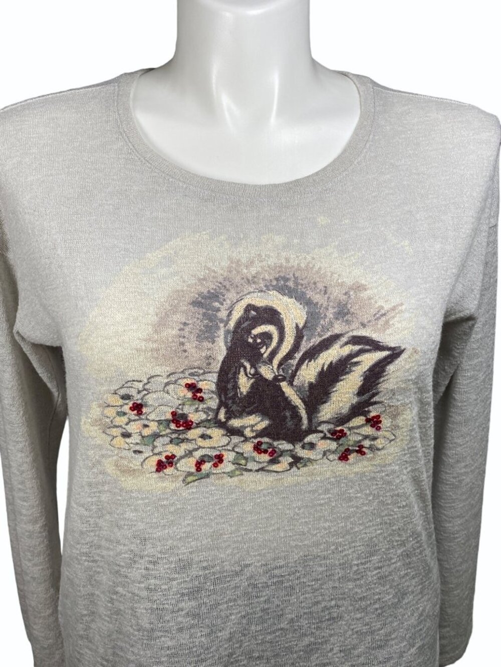 Lauren Conrad Medium Disney Bambi Flower Skunk Long Sleeve Shirt Womens